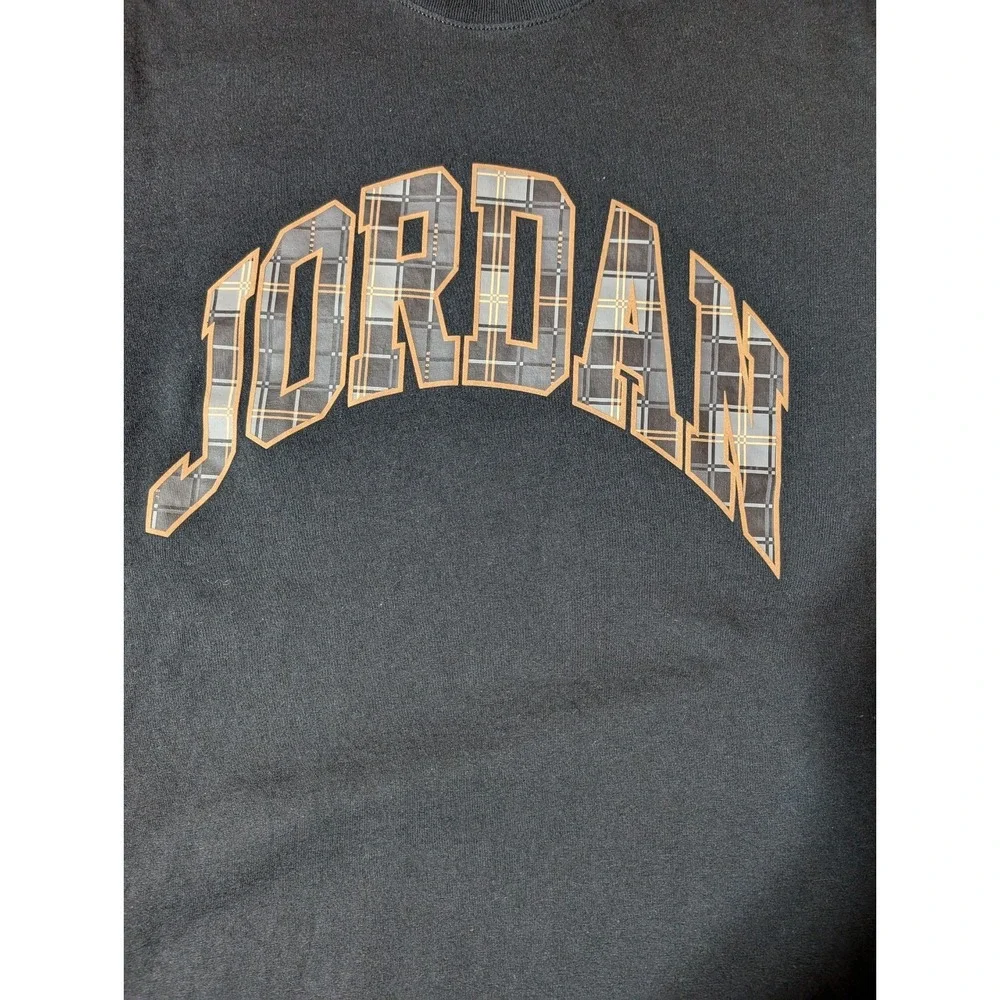 Nike Air‎ Jordan T-Shirt Mens Large Black & Gold Plaid Graphic DV1433-011